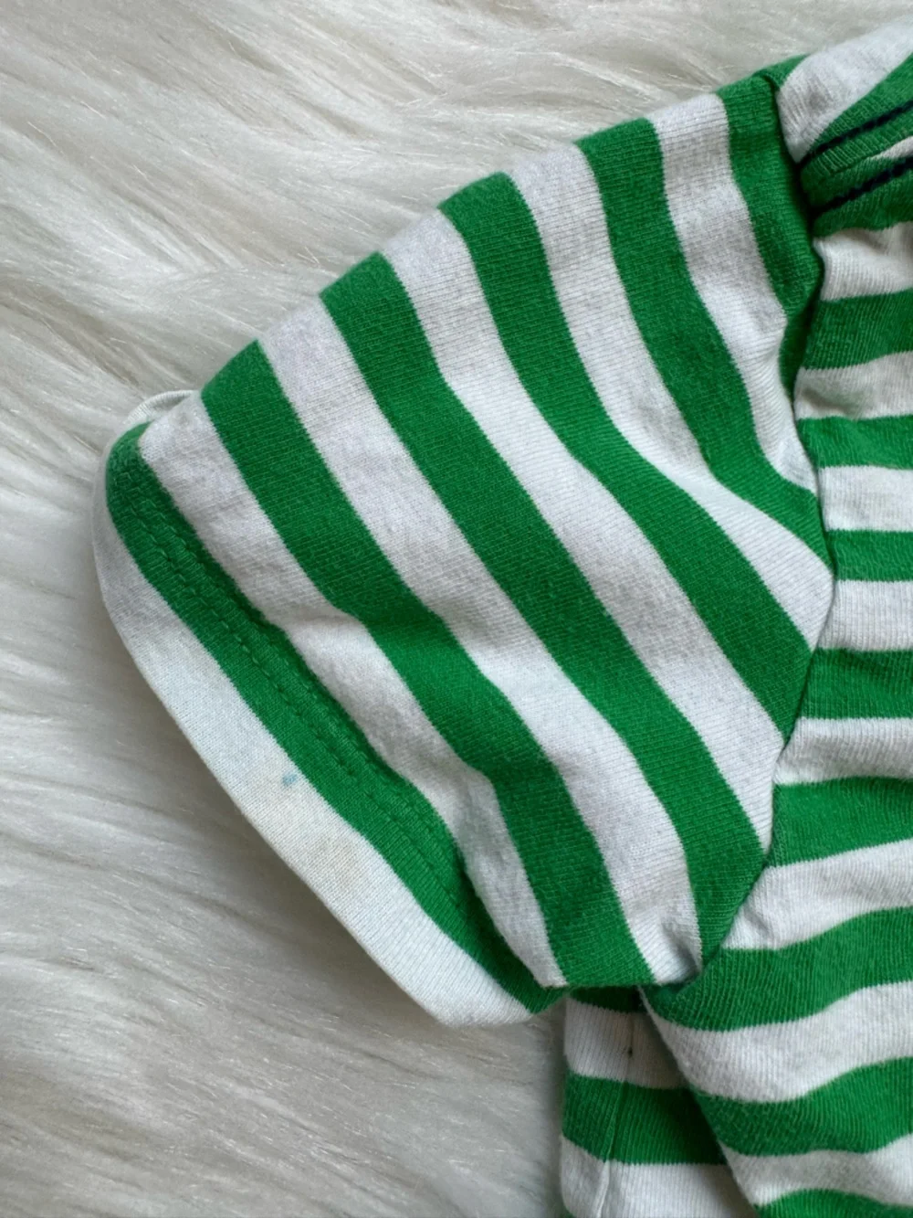 Ralph Lauren Green & White Striped Pocket Tee with Navy Trim